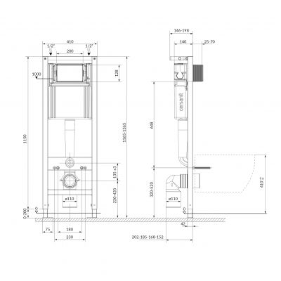 Mito Delfi zestaw stelaż z miską, deską i przyciskiem S701-849