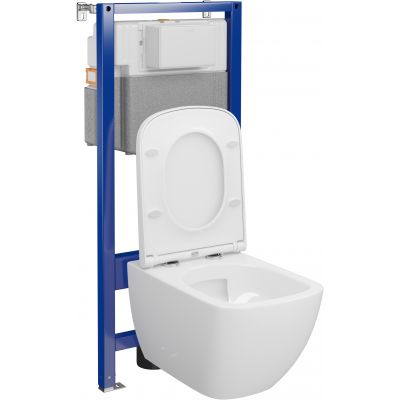 Zestaw Cersanit Zen Pro squere miska WC CleanOn spłukiwanie wirowe z deską wolnoopadającą i stelaż podtynkowy Aqua 2.0 S701-887