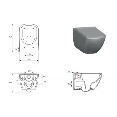 Zestaw Cersanit Zen Pro squere miska WC CleanOn spłukiwanie wirowe z deską wolnoopadającą i stelaż podtynkowy Aqua 2.0 S701-887