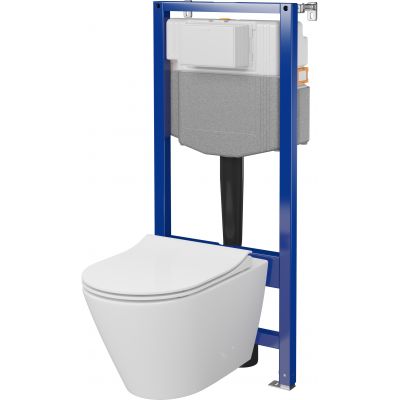 Zestaw Cersanit City Pro oval miska WC CleanOn z deską wolnoopadającą i stelaż podtynkowy Aqua 2.0 S701-888