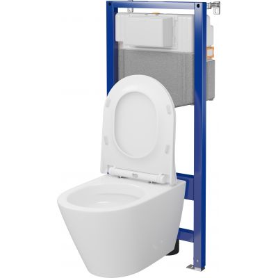 Zestaw Cersanit City Pro oval miska WC CleanOn z deską wolnoopadającą i stelaż podtynkowy Aqua 2.0 S701-888