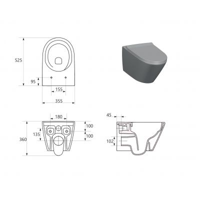 Zestaw Cersanit City Pro oval miska WC CleanOn spłukiwanie wirowe z deską wolnoopadającą i stelaż podtynkowy Aqua 2.0 S701-889