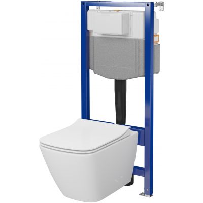 Zestaw Cersanit City Pro squere miska WC CleanOn z deską wolnoopadającą i stelaż podtynkowy Aqua 2.0 S701-890