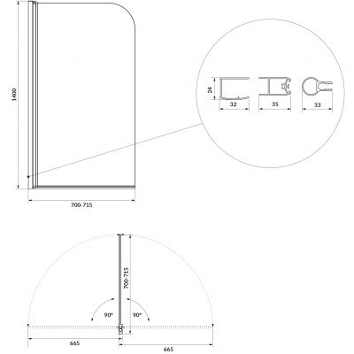 Cersanit Easy parawan nawannowy 70 cm 1-częściowy złoty połysk/szkło przezroczyste S1037-002
