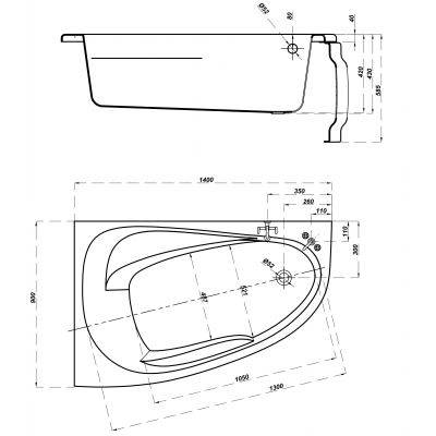 Cersanit Orisa wanna narożna 140x90 cm lewa biała S301-360