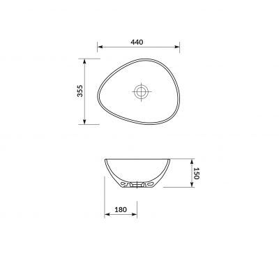 Cersanit Moduo umywalka 44x35,5 cm nablatowa asymetryczna biała K116-051