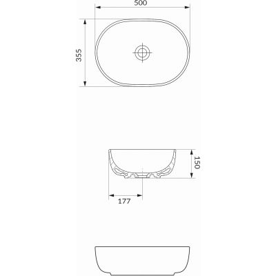Cersanit Moduo umywalka 50x35,5 cm nablatowa owalna antracyt K116-107