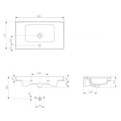 Cersanit Crea umywalka 80x45,5 cm meblowa prostokątna biała EcoBox K114-017-ECO