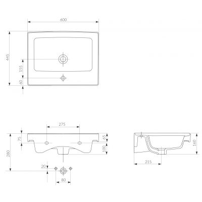 Cersanit Crea umywalka 60x44,5 cm meblowa prostokątna biała EcoBox K114-006-ECO