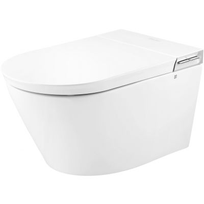 Clean Wave Breeze toaleta myjąca ze stelażem i przyciskiem wisząca bez kołnierza ze spłukiwaniem wirowym biała B700SET