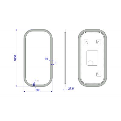 Dubiel Vitrum Indigo lustro 50x100 cm prostokątne z oświetleniem LED