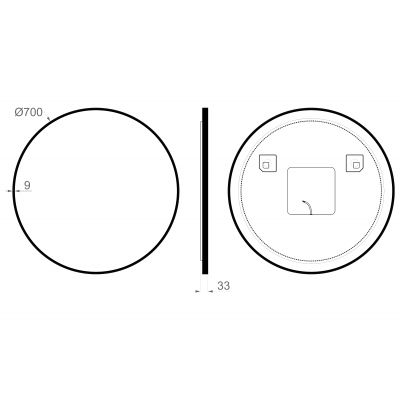 Dubiel Vitrum Zoe lustro 70x70 cm okrągłe z oświetleniem czarny
