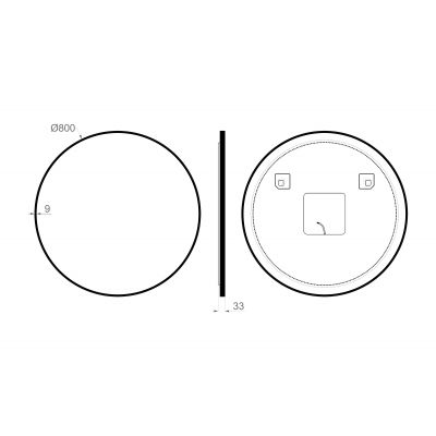 Dubiel Vitrum Zoe lustro 80x80 cm okrągłe z oświetleniem czarny