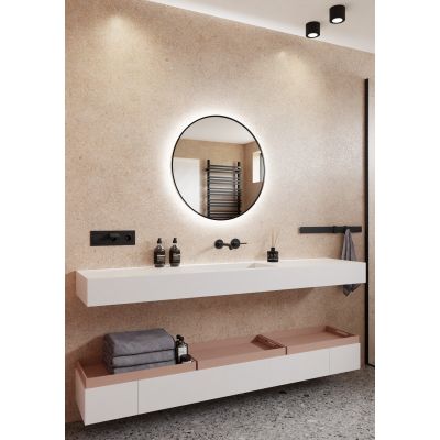 Dubiel Vitrum Zoe lustro 80x80 cm okrągłe z oświetleniem czarny