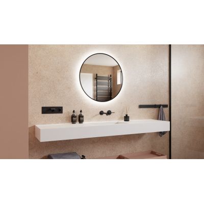 Dubiel Vitrum Zoe lustro 80x80 cm okrągłe z oświetleniem czarny