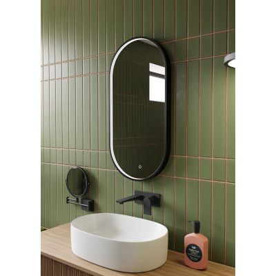 Dubiel Vitrum Loki lustro 40x80 cm owalne z oświetleniem czarny