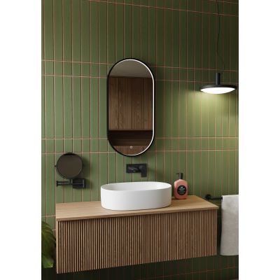 Dubiel Vitrum Loki lustro 40x80 cm owalne z oświetleniem czarny