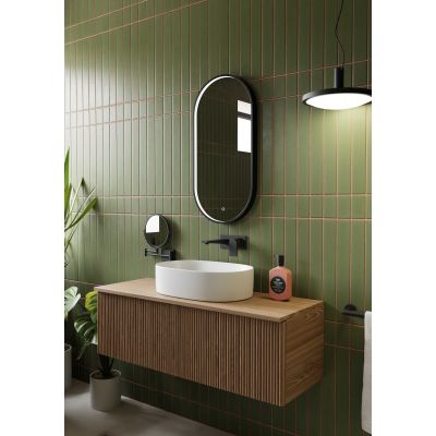 Dubiel Vitrum Loki lustro 40x80 cm owalne z oświetleniem czarny