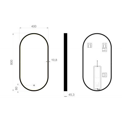 Dubiel Vitrum Loki lustro 40x80 cm owalne z oświetleniem czarny