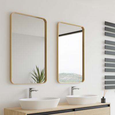 Dubiel Vitrum Rio Gold lustro łazienkowe 50x80 cm prostokątne rama złota