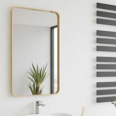 Dubiel Vitrum Rio Gold lustro łazienkowe 60x100 cm prostokątne rama złota