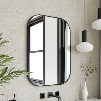 Zestaw Dubiel Vitrum Luis lustro łazienkowe 60x80 cm owalne z kinkietem Rabalux Oliro 1x9 W czarny (5905241012841, 75052)