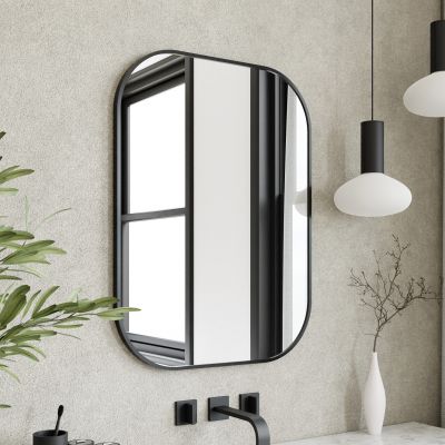 Zestaw Dubiel Vitrum Luis lustro 40x60 cm owalne z kinkietem Rabalux Oliro 1x6 W czarny (5905241012827, 75051)
