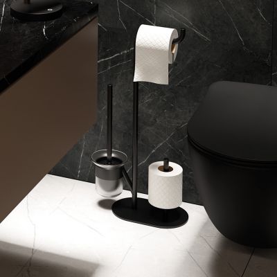 Deante Silia stojak na papier toaletowy ze szczotką do WC czarny mat ADIN732