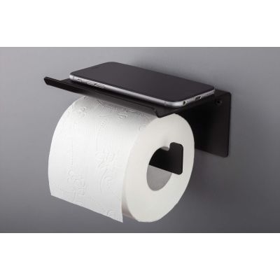 Deante Mokko uchwyt na papier toaletowy z półką czarny mat ADMN221