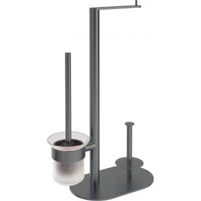 Deante Round stojak na papier toaletowy ze szczotką WC titanium ADR_D732