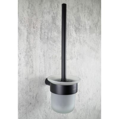 Deante Round szczotka toaletowa ścienna szkło mleczne/czarny mat ADRN711