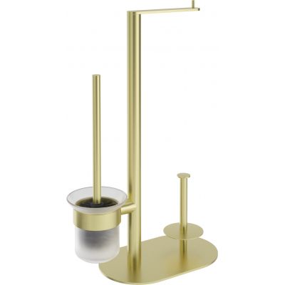 Deante Round stojak na papier toaletowy ze szczotką WC szkło/złoty szczotkowany ADRR732