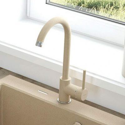 Zestaw Deante Zorba zlewozmywak granitowy piaskowy z baterią kuchenną Nemezja (ZQZ7113, BEN762M)