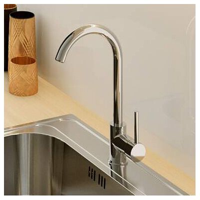 Zestaw Alveus Rock zlewozmywak granitowy 30S biały z bateria kuchenną Deante Aster chrom (1213011, BCA062M)