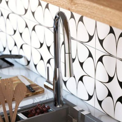 Zestaw Deante Zorba zlewozmywak granitowy piaskowy z baterią kuchenną Lukrecja chrom (ZQZ7203, BDH072M)