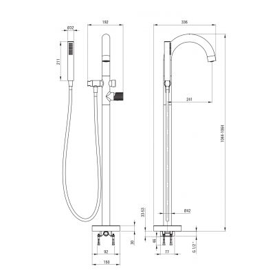 Deante Silia Hexa bateria wannowo-prysznicowa wolnostojąca stal szczotkowana BHS_F17N