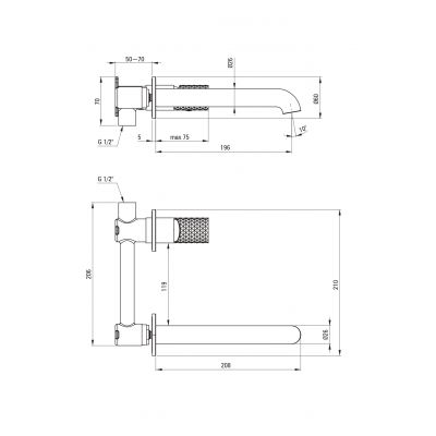 Deante Silia Hexa bateria umywalkowa podtynkowa stal BHS_F54L
