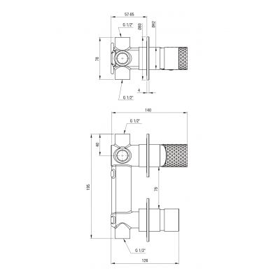 Deante Silia Hexa bateria wannowo-prysznicowa podtynkowa złota BHS_R46P