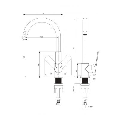 Deante Loco bateria kuchenna stojąca chrom BLC062M