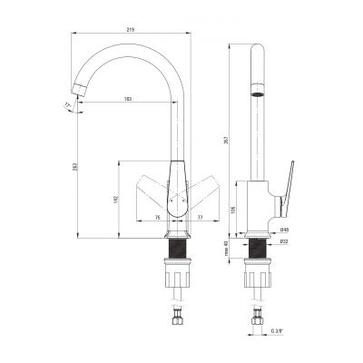 Deante Ivo bateria kuchenna stojąca chrom BLI062M