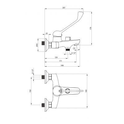 Deante Boro bateria wannowo-prysznicowa ścienna chrom BMO_010C