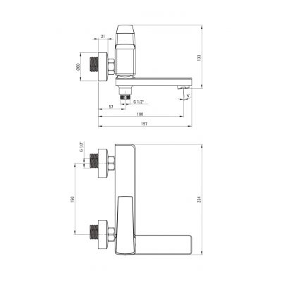 Deante Blur bateria wannowo-prysznicowa ścienna chrom BQL_012M