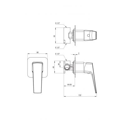 Deante Blur bateria prysznicowa podtynkowa biała BQLA44L