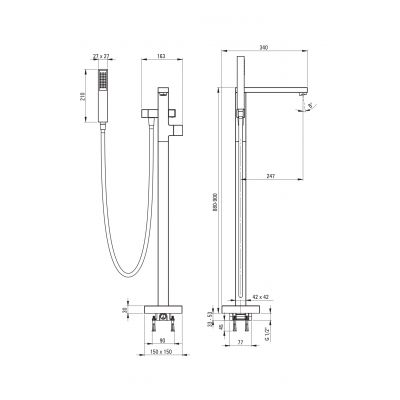 Deante Blur bateria wannowo-prysznicowa wolnostojąca grafitowa BQL_D17M