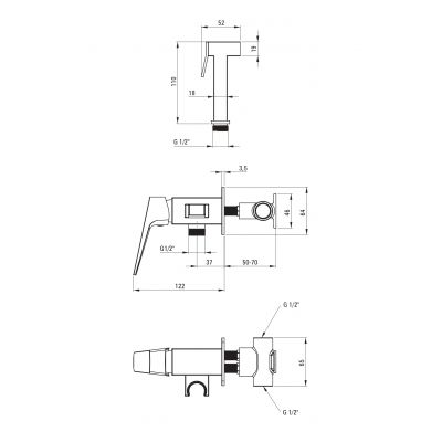 Deante Blur Nero bateria bidetowa podtynkowa czarny mat BQL_N34M