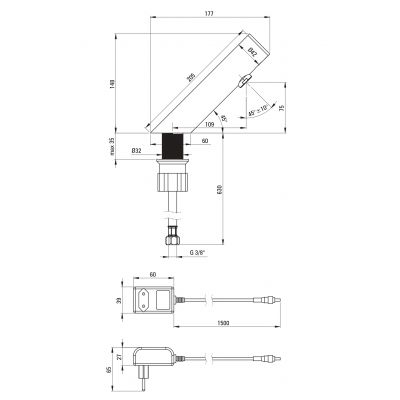 Deante Sense bateria umywalkowa stojąca elektroniczna stal BQRP28V