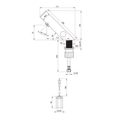 Deante Sense bateria umywalkowa stojąca elektroniczna stal BQR_P29R
