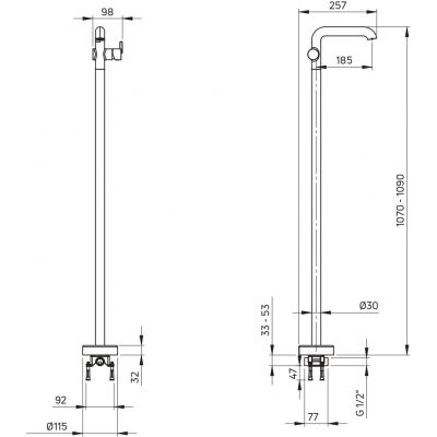 Deante Silia bateria umywalkowa stojąca chrom BQS_02KK