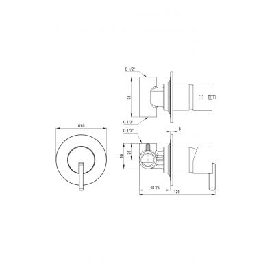 Deante Silia bateria prysznicowa podtynkowa titanium BQS_D44L