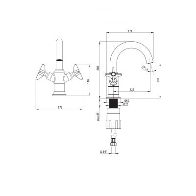 Deante Temisto bateria umywalkowa stojąca chrom BQT021D